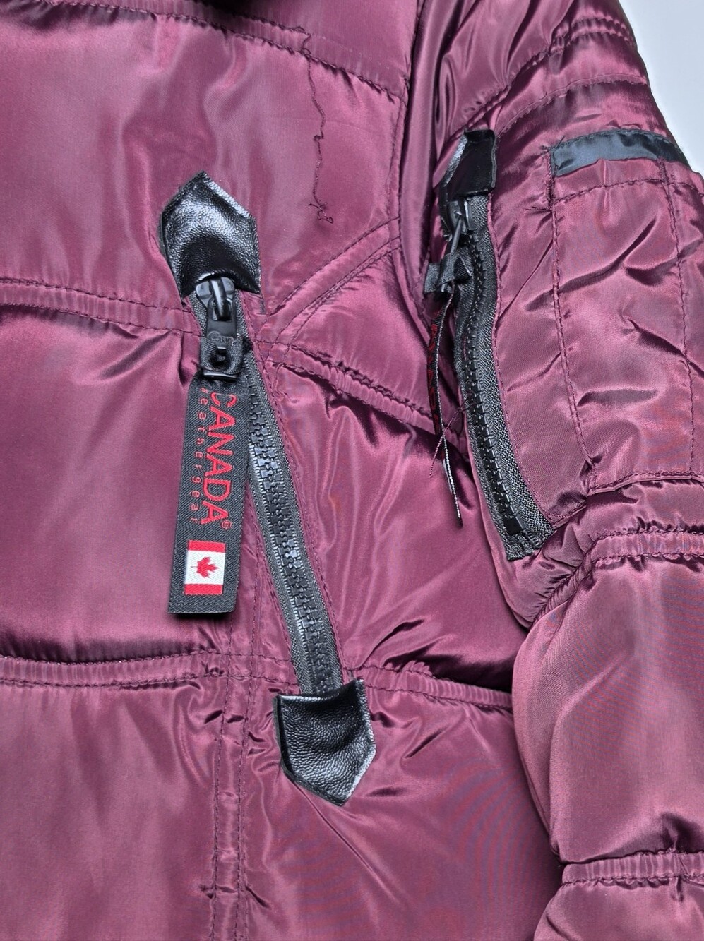 Canada Weather Gear Women’s XL Long Puffer Parka Faux Fur Hood Burgundy - Picture 4 of 16